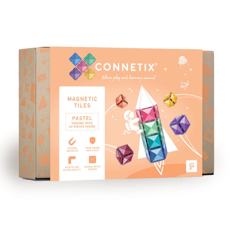 Connetix Tiles - 40 Piece Pastel Square Pack
