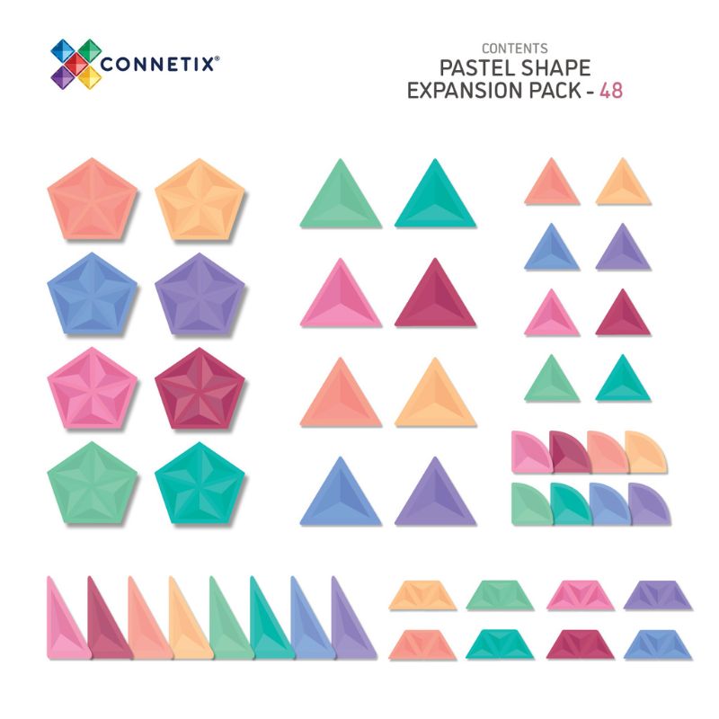Connetix Tiles - 48 Piece Pastel Shape Expansion Pack
