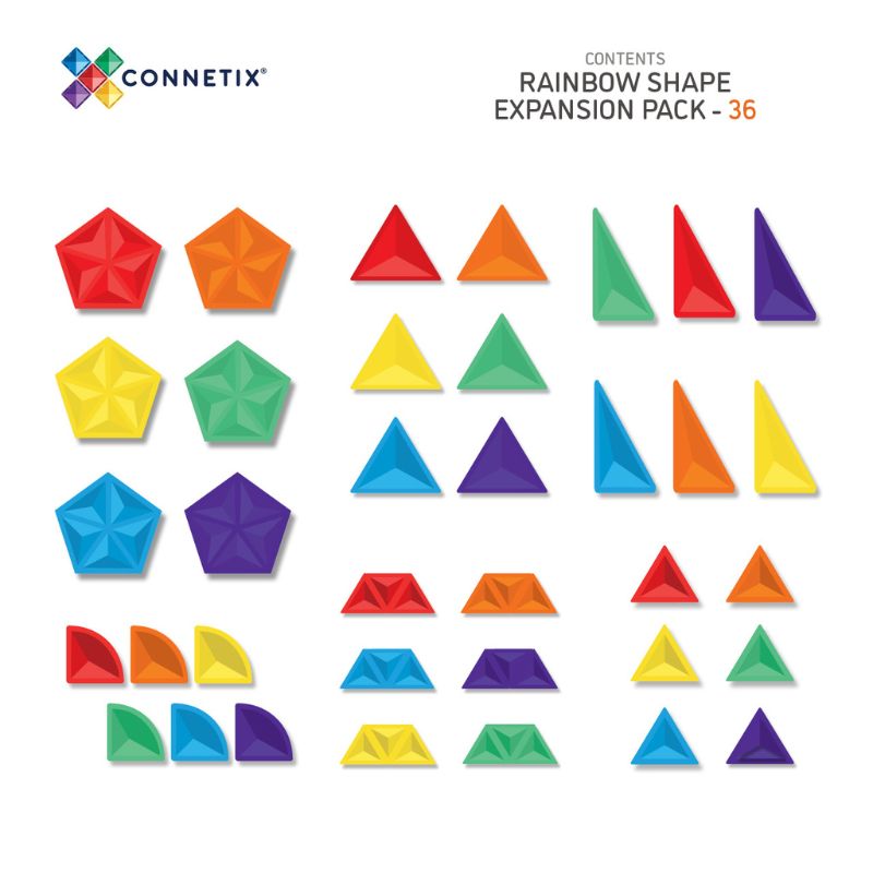 Connetix Tiles - 36 Piece Rainbow Shape Expansion Pack