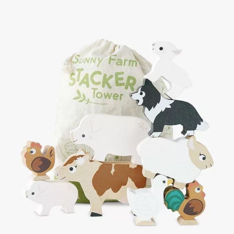 Le Toy Van Farm Stacking Animals & Bag