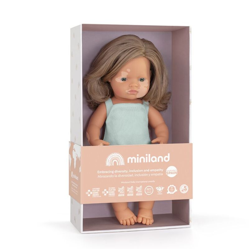 Miniland Girl Doll With Vitiligo - Mulberry 38cm