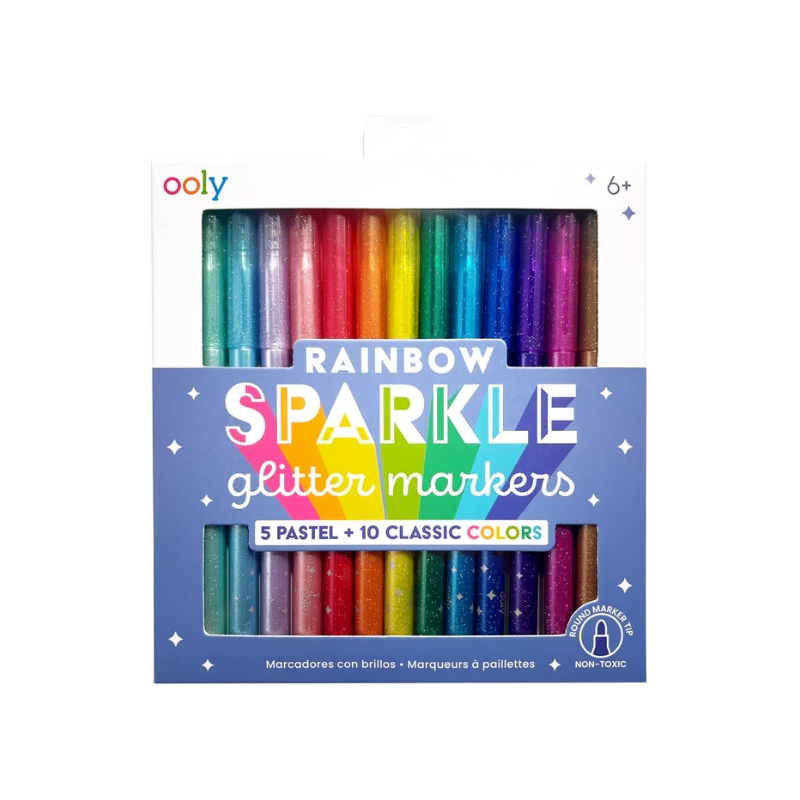 Ooly Rainbow Sparkle Glitter Markers Set of 15 The Kid Collective