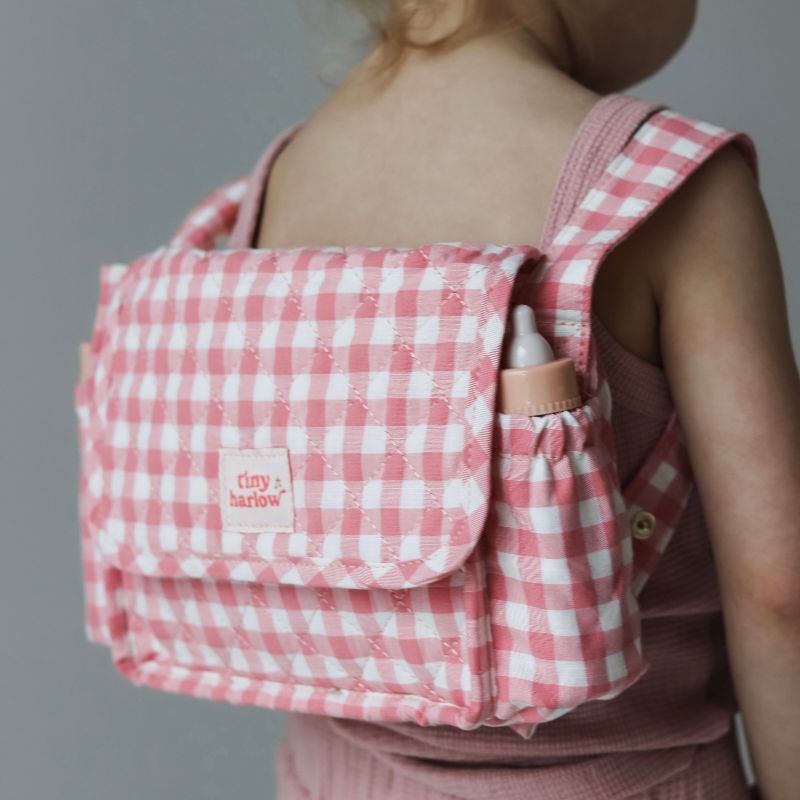 Tiny Harlow Dolls Nappy Bag - Pink Gingham