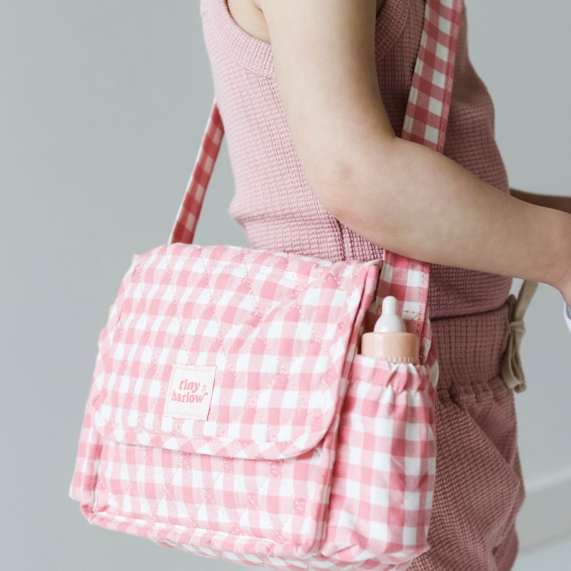 Tiny Harlow Dolls Nappy Bag - Pink Gingham