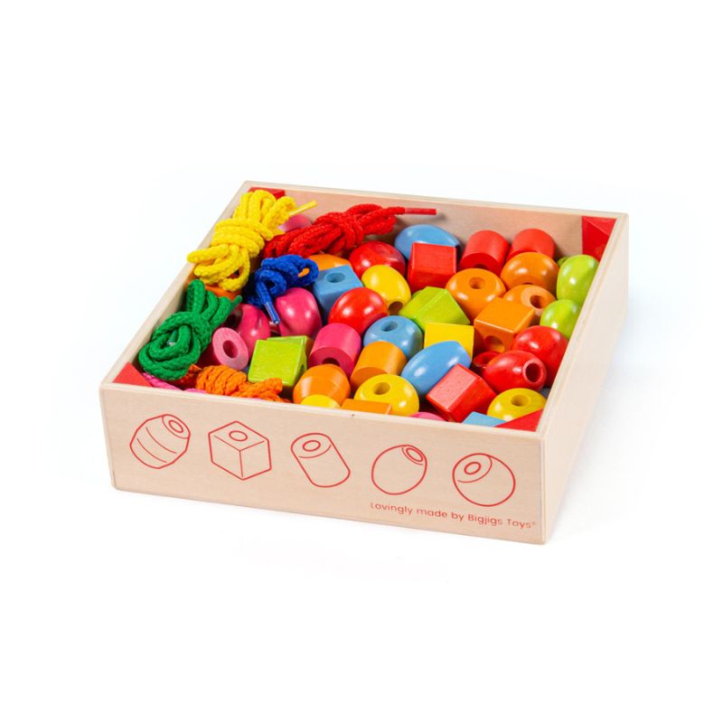 Bigjigs - Crate of Wooden Lacing Beads