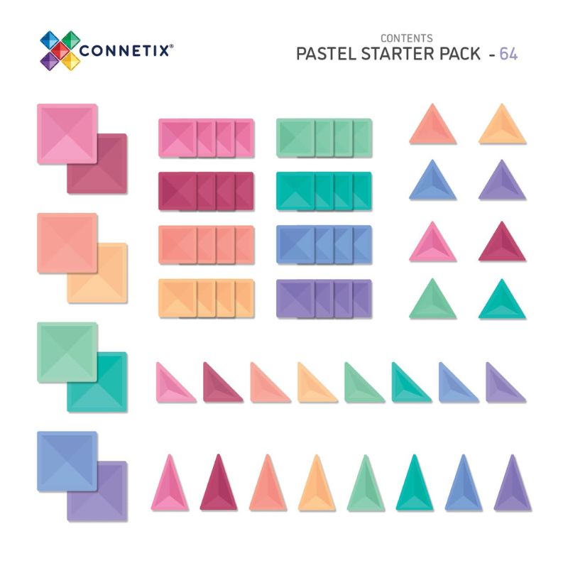 Connetix Tiles - 64 Piece Pastel Starter Pack