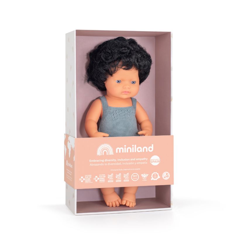 Miniland Black Haired Doll - Poplar 38cm