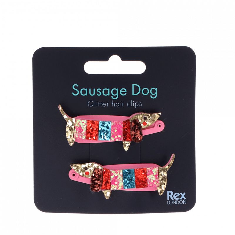 Rex London - Sausage Dog Glitter Hair Clips