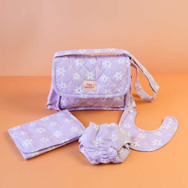 Tiny Harlow Dolls Nappy Bag - Lilac Daisy